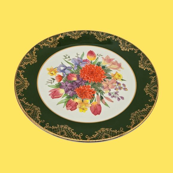 Weatherby Royal Falcon Vintage Decorative Spring Summer 8.5" Floral Green Plate - Picture 3 of 11